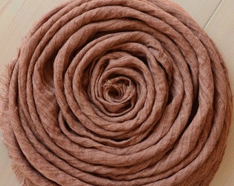 Heavy Textured Weave Old Rose LINEN Scarf