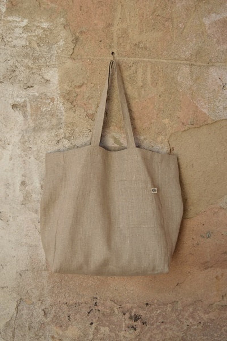 Large Heavy LINEN Tote Bag Natural Linen Tote Bag Linen Etsy Hong Kong