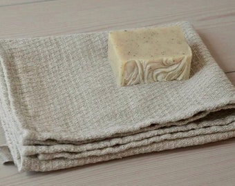 Heavy Weight Natural LINEN Hand Towel, Textured Weave Natural Linen Towel, Eco Friendly Rustic Towel