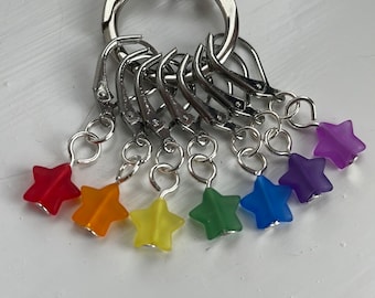 Rainbow star stitch marker set STITCH MARKERS for knitting and crochet