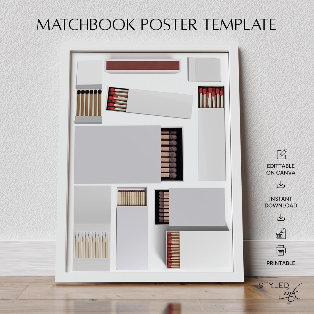 Matchbox Poster.pdf Editable Matchbook Poster Template – Printable DIY Matchbook Art ...