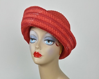 Vintage 60s orange woven straw hat by Classic