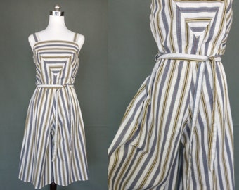 Vintage 80s does 30s stripes playsuit romper/size M