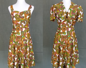 80s does 40s Dress/Paisley dress with matching bolero jacket/size S/M