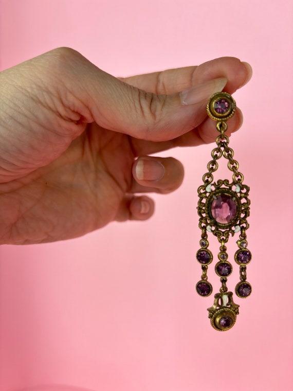 Antique Renaissance Revival chandelier earrings w… - image 5