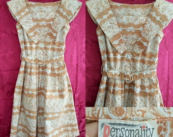 1950s Cotton Dress Paisley print dress/50s summer dress/size S