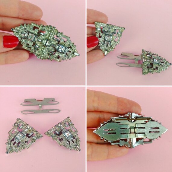 Vintage 1930s Duette Brooch/Dress Clips/Art Deco c