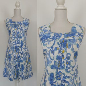 Vintage 1960s70s cotton summer dresscolourful midi sun beach dress size60s novelty print house dressML