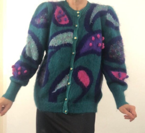 80s mohair colourful cardigan
