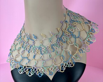Vintage 30s/40s pastel rainbow cord collar/sewing project