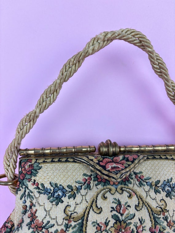 Antique 20s/30s Tapestry floral bag/Art Deco clasp - image 10