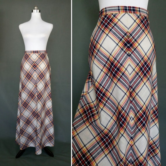 Vintage 60s 70s Chevron Maxi skirt size Xs