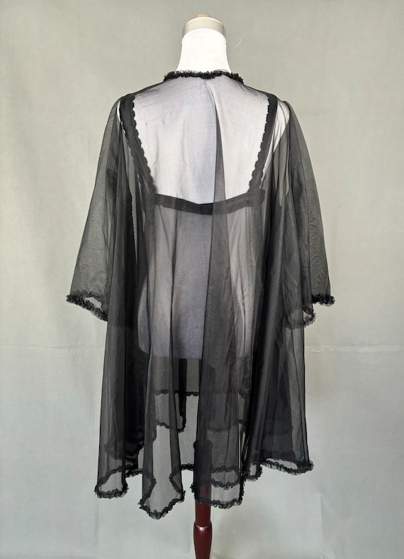 Vintage 50s/60s sheer Black Peignoir and babydoll… - image 9