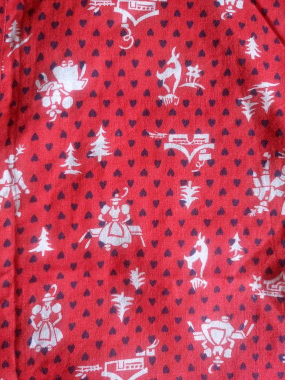 Vintage 1940s child toddler red Kimono jacket/nov… - image 5