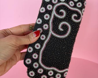 Bolso de mano de noche vintage de los años 30 con cuentas / Bolso de mano con cuentas estilo Art Déco