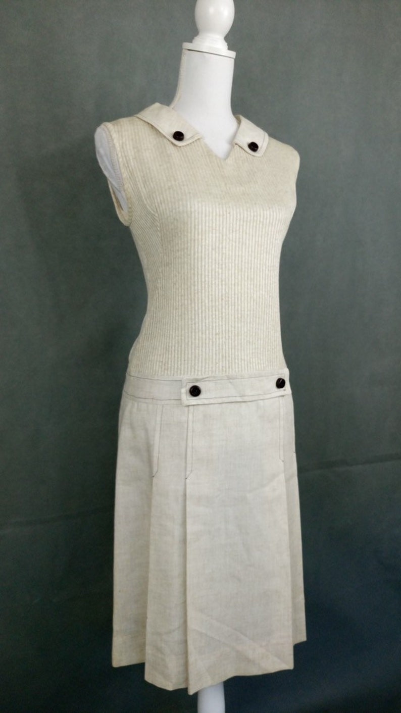 Vintage 60s Linen and cotton scooter dress by Leroysize SM