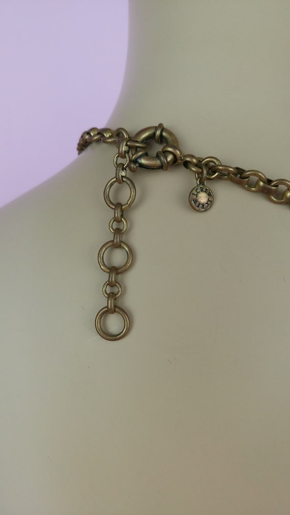 Collier J Crew : cabochons bleu irisé, chaîne dorée, (inutilisé
