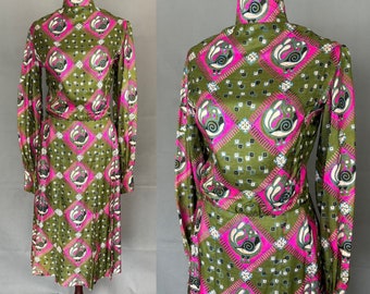 Vintage 70s Silk Dress/size XS/S