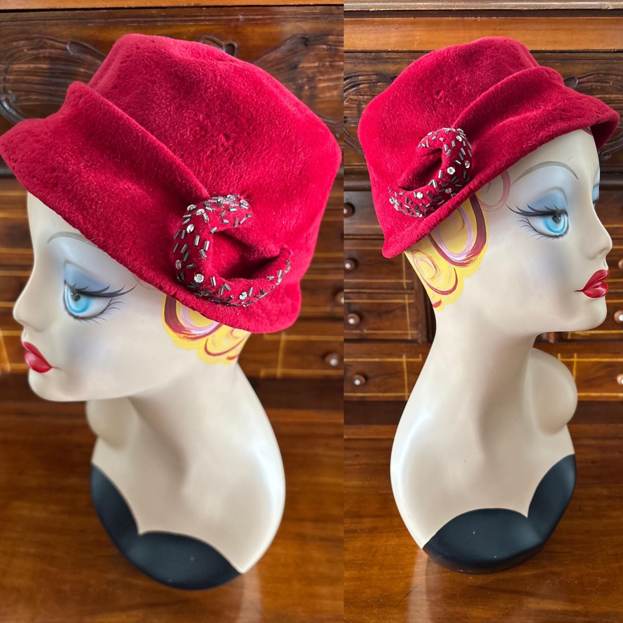 1930s Womens Tilt Hat in Red 1930s Red Tilt Hat - Etsy main image 4