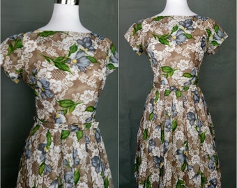 Vintage 50s/60s floral day dress/size S