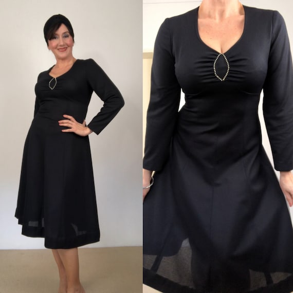 and Sweetheart Neckline Lace Accents Black Taffeta Skirt with Whimsical Ruffle Vintage 60s Cocktail Dress