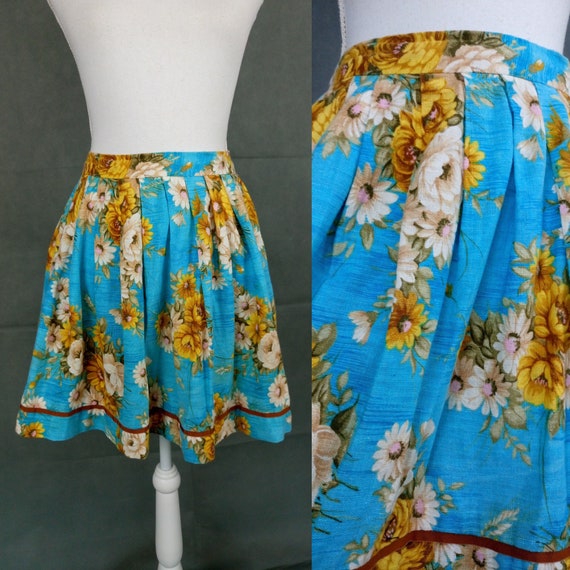 Vintage 50s/60s Floral circle skirt/rockabilly sk… - image 1