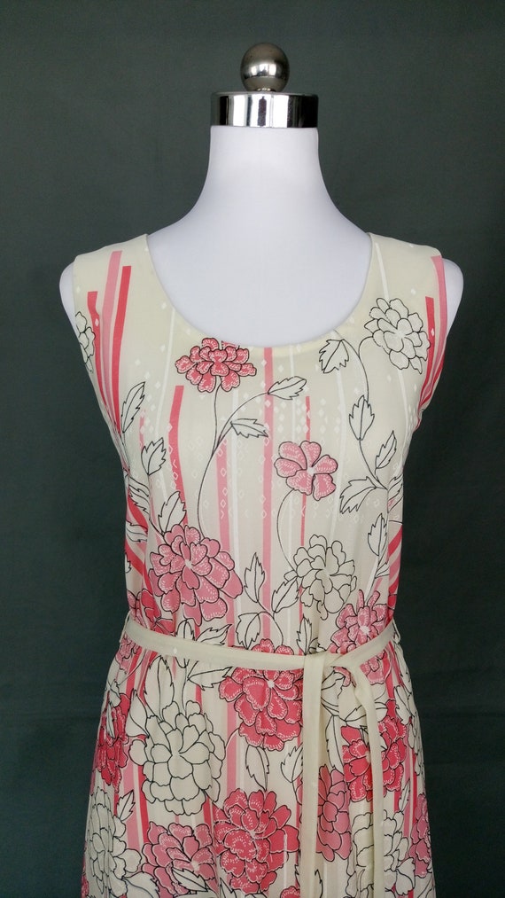 Vintage 70s Dress Bolero Pink floral set summer D… - image 4