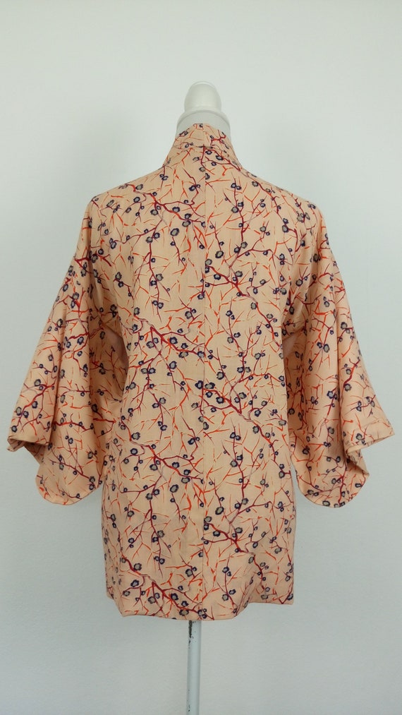 Vintage floral Silk Japanese Haori Kimono jacket/… - image 8