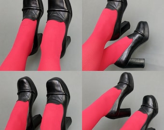 Vintage 70s Black Platform leather shoes size 8