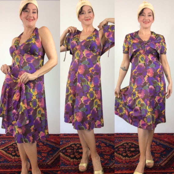 40s Style Summer halter neck Dress with matching b
