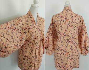 Vintage floral Silk Japanese Haori Kimono jacket/Art Deco Jacket/boudoir lounge wear