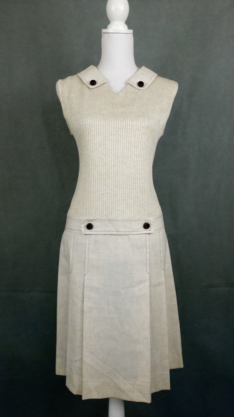 Vintage 60s Linen and cotton scooter dress by Leroysize SM