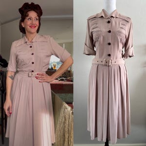 Vintage 30s/40s art deco rayon dress/size M/L Tall