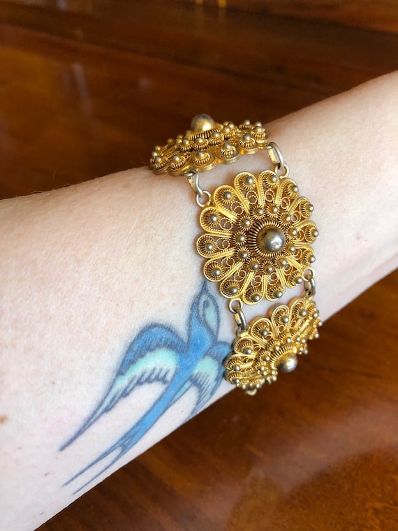 Vintage 40s gold tone filigree bracelet