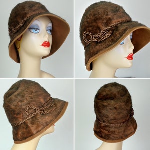 Vintage bruine wollen vissershoed/winterhoed uit de jaren 60 van Belvoir