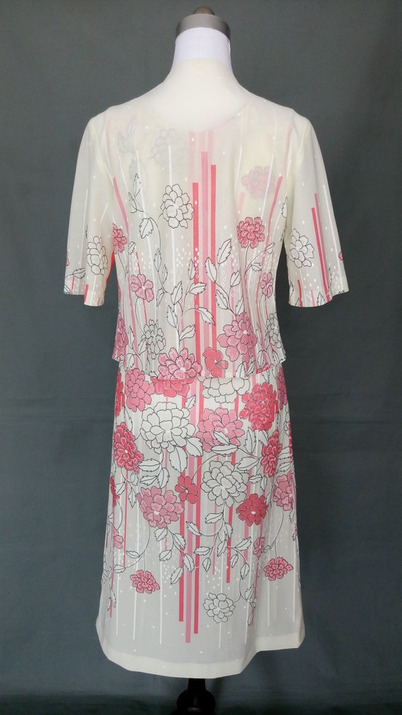 Vintage 70s Dress Bolero Pink floral set summer D… - image 9