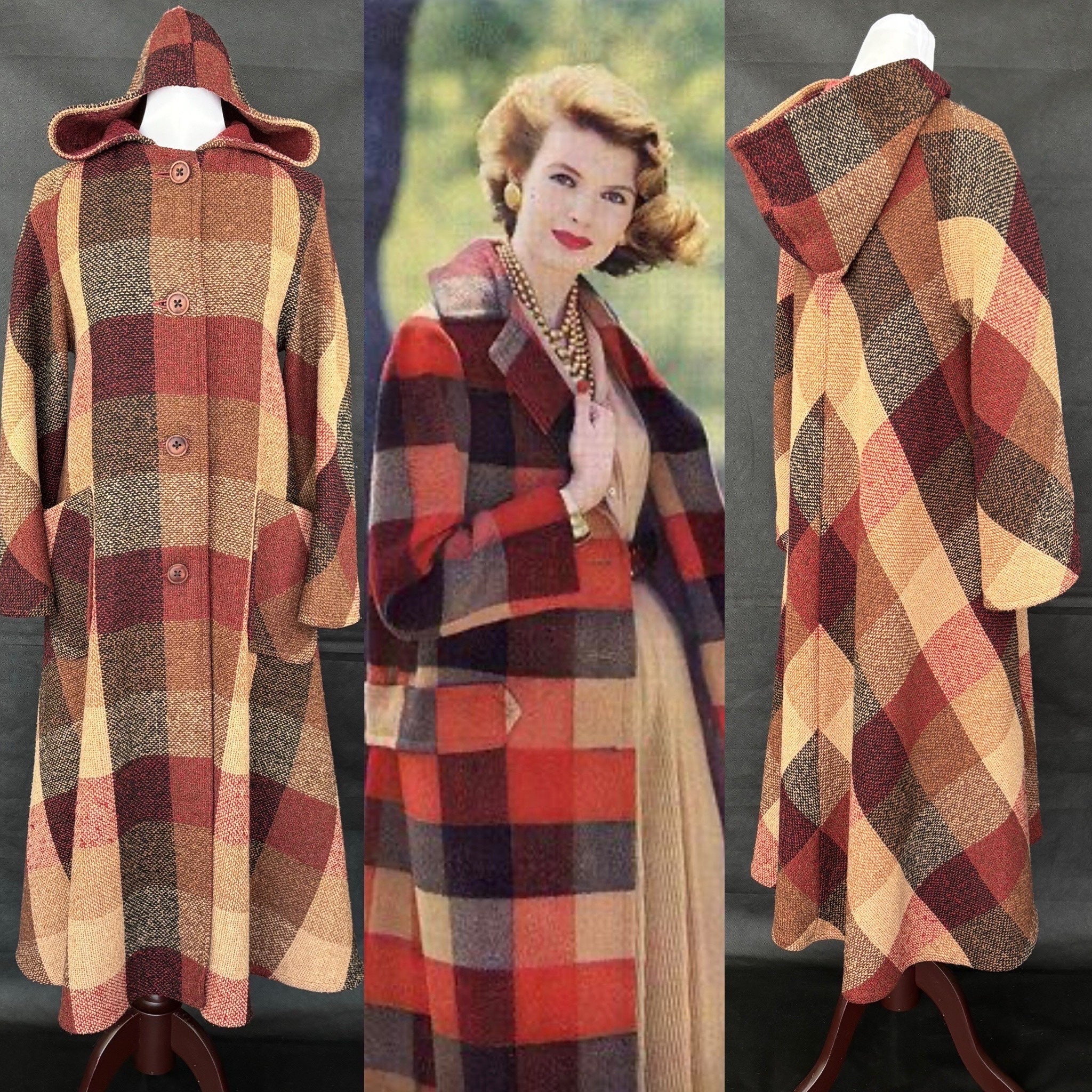 Vintage 60s/70s Plaid Wool Hooded Coat Made in Great Britain by Alexon Youngset/size XS/S - Etsy Vintage 60s/70s Plaid Wool Hooded Coat Made in Great Britain by Alexon Youngset/size XS/S - Etsy
