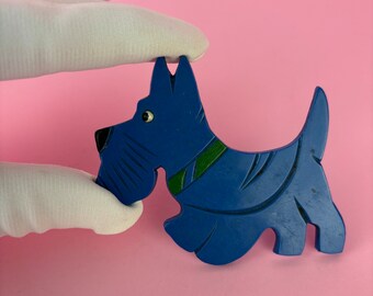ヴィンテージ セルロイド スコティッシュテリア ブローチ スコティッシュテリアのセルロイドダブルブローチ 1950年代 ga