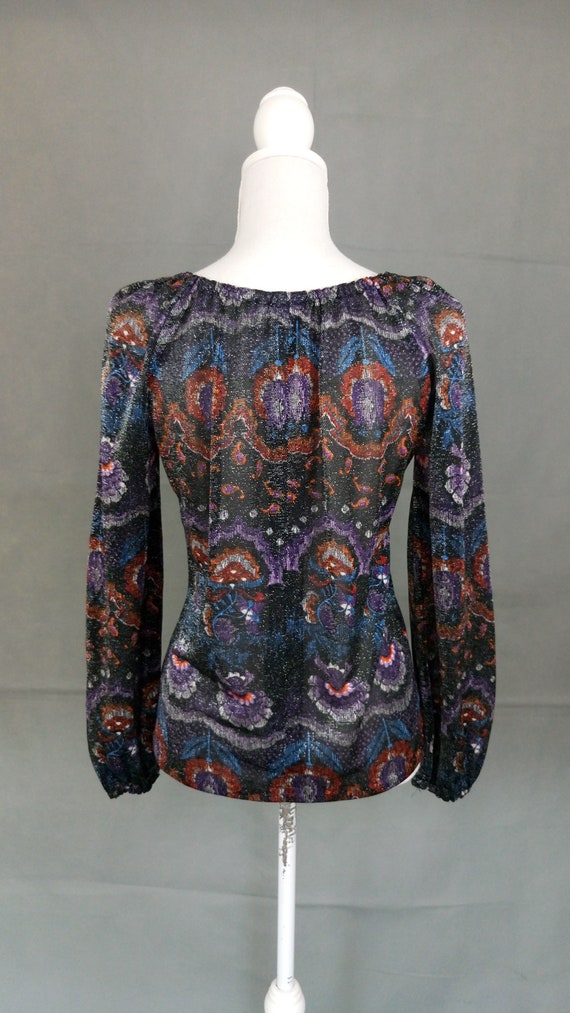 Vintage 60s/70s evening shimmering floral top - image 6