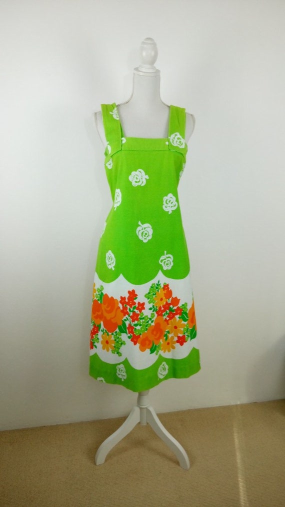 Vintage 1960s cotton summer dress/60s colourful m… - image 3