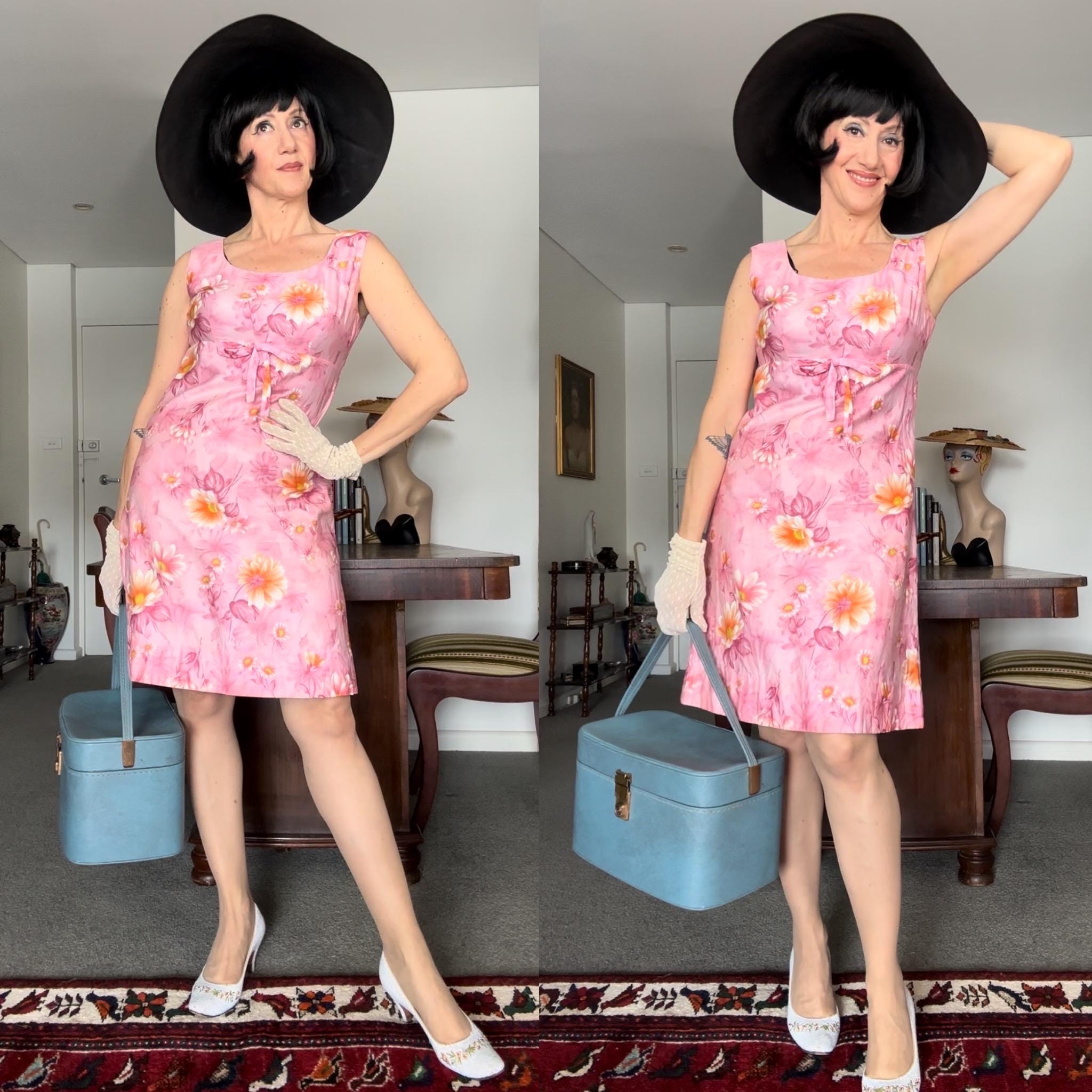 ワンピース ETMON Neck String Pocket Dress, Pink Jem Mini Dress - Pink Floral - Petal & Pup USA