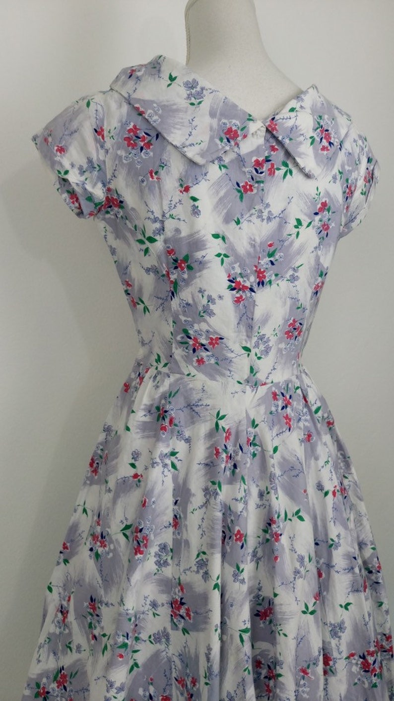 1950s Brushed Cotton Dress floral print dress50s summer dresssize XS