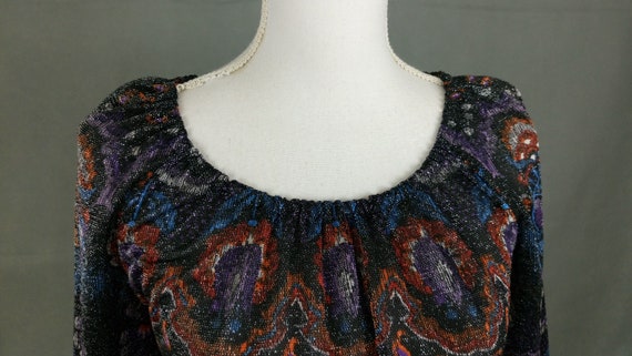 Vintage 60s/70s evening shimmering floral top - image 3