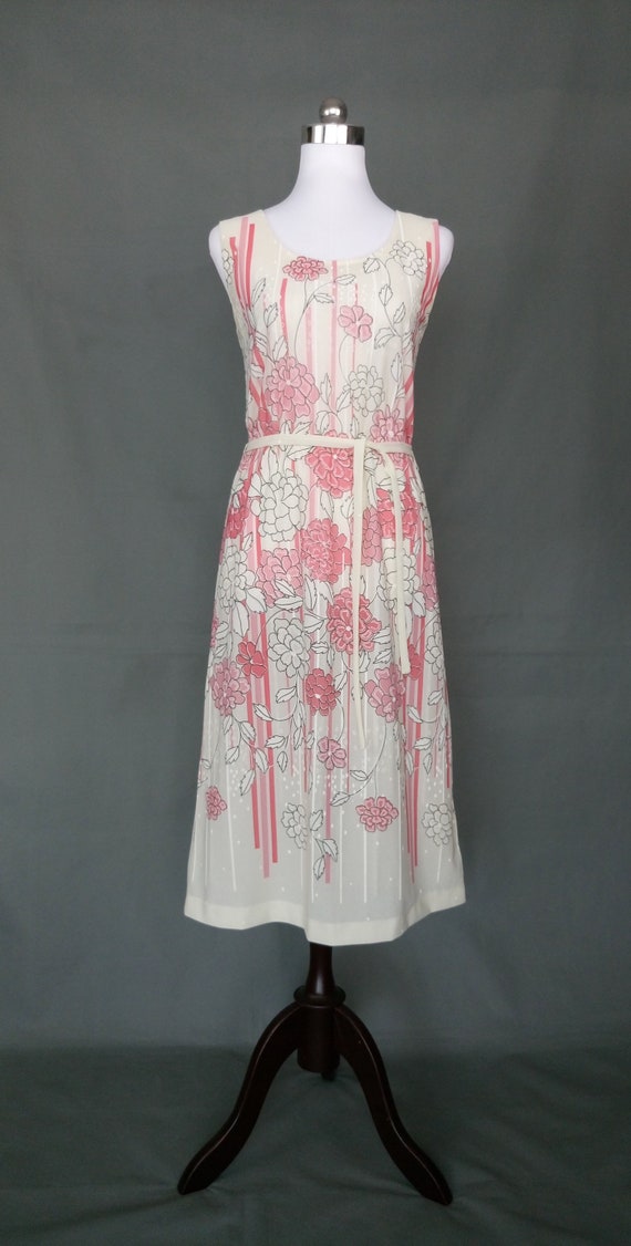 Vintage 70s Dress Bolero Pink floral set summer D… - image 3