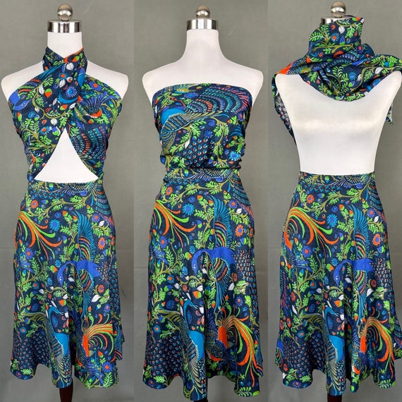 Vintage 70s does 40s two pieces tropical silk pri… - image 2