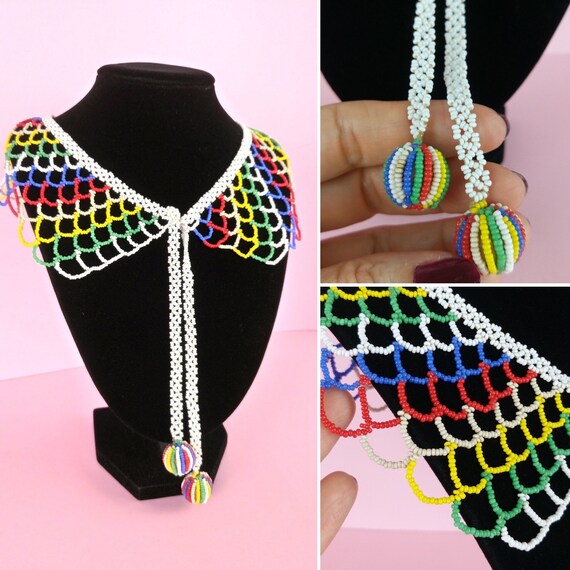 Vintage 1930s Beaded Collar necklace/lace collar