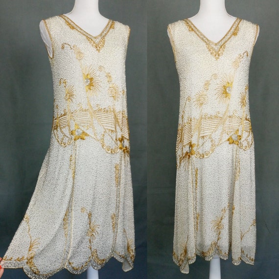 1920s Flapper Beaded Dress Made in France