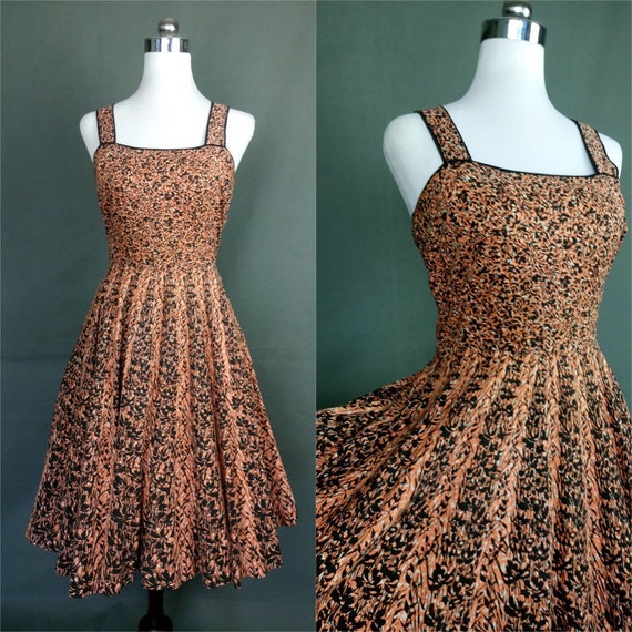 Vintage 1950s Cotton Sun Dress summer Dress full Skirt 50s Picnic Dress size M Etsy