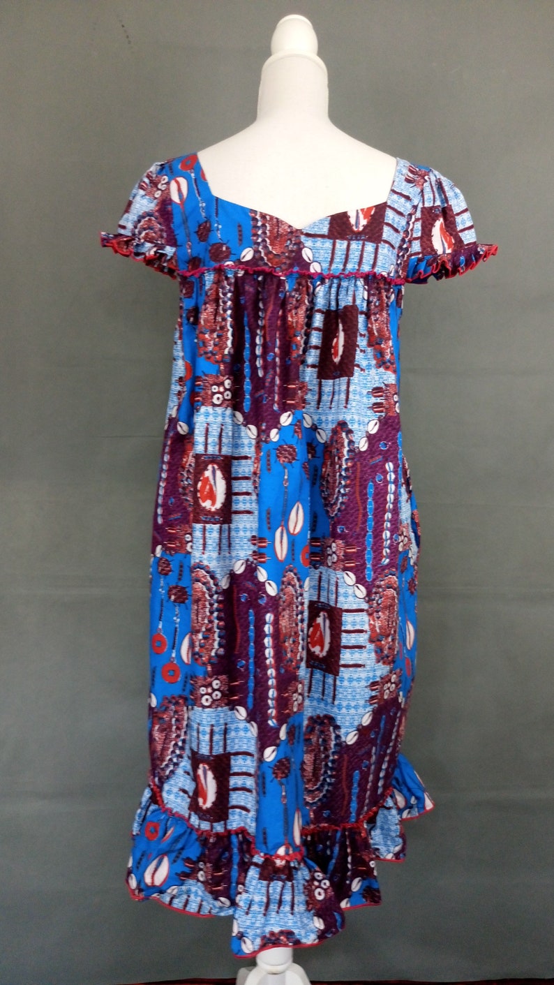 Vintage 1960s70s cotton summer dresscolourful midi sun beach dress size60s novelty print house dressML