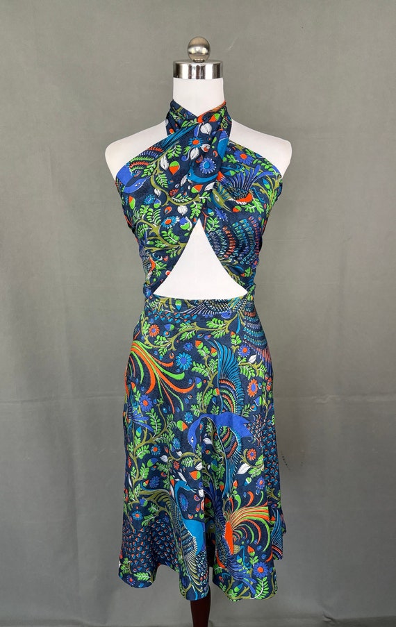 Vintage 70s does 40s two pieces tropical silk pri… - image 7